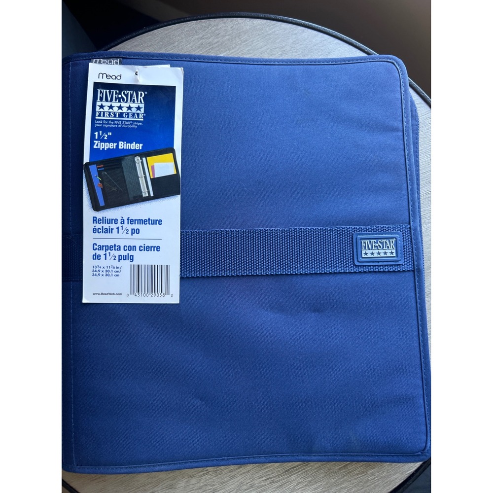 New Vintage y2k Five Star First Gear 1.5" Zipper Binder Blue 3-Ring Mead 2001